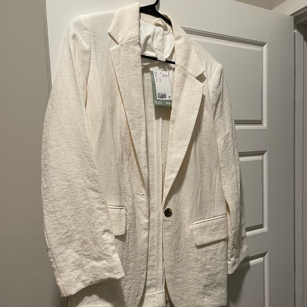 NWT H&M White Linen Blazer, perfect for summer